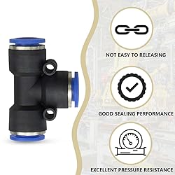 Bwintech 10 Pcs 8mm 3 Way Tee Push in Connect
