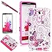 LG G3 Case, LG G3 Butterfly Case - Style4U Slim Fit Dual Layer Hybrid Armor Protective Case Cover for LG G3 with 1 Stylus [Hot Pink]