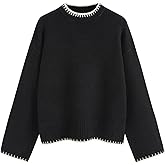 CIDER Womens Sweater Long Sleeve Split Hem Color Block Crew Neck Tops Fall Outfits