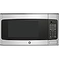 GE Countertop Microwave Oven, Compact 1.1 Cubic Ft., 950-watt Capacity, 6 Auto Cooking Settings, Child-Lock Technology, Kitchen Essentials for the Countertop, Dorm Room or Apartment, Stainless Steel