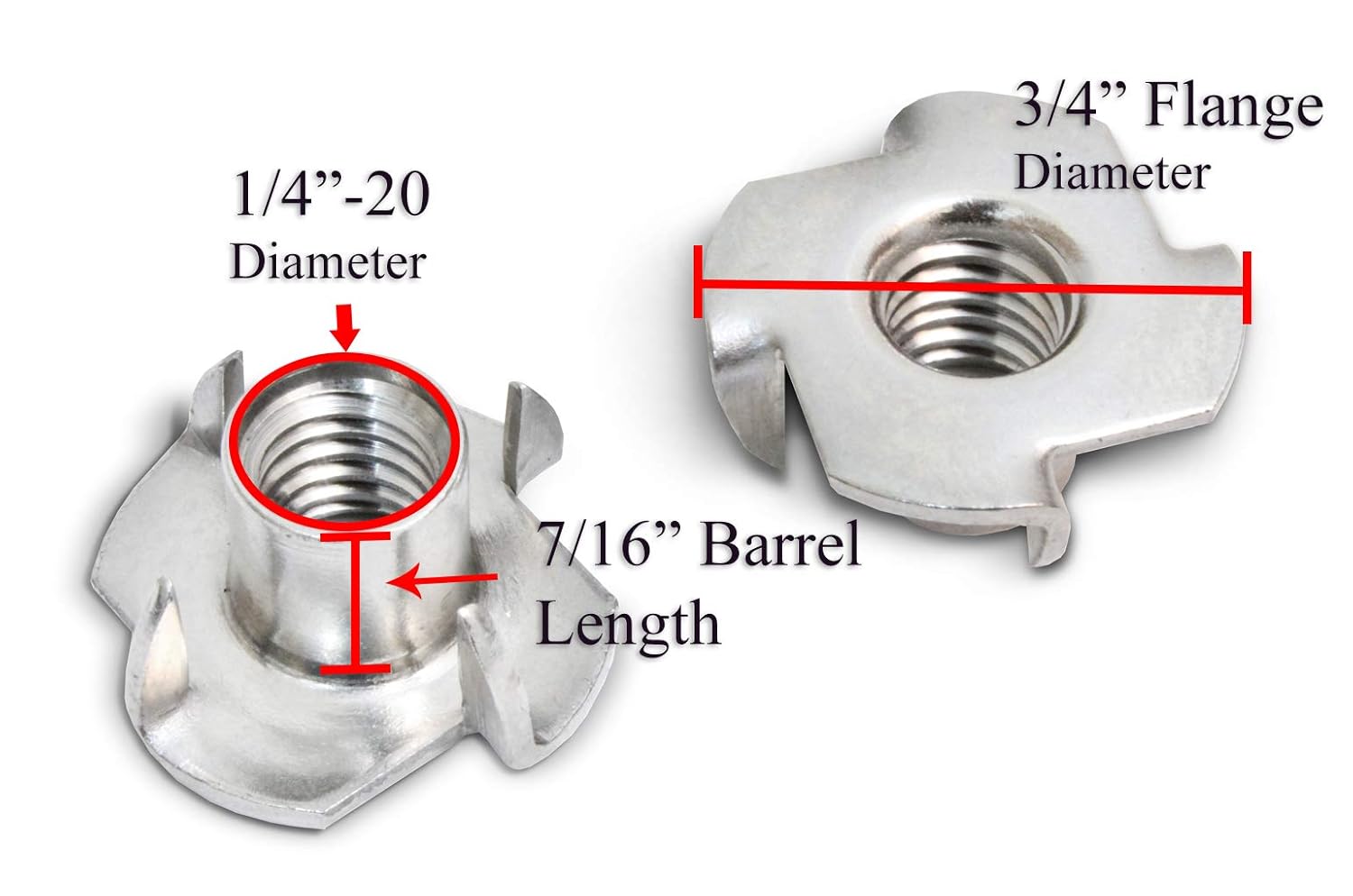 Stainless TNuts 3/816 Inch (25 Pack), Threaded Insert, 304 (188