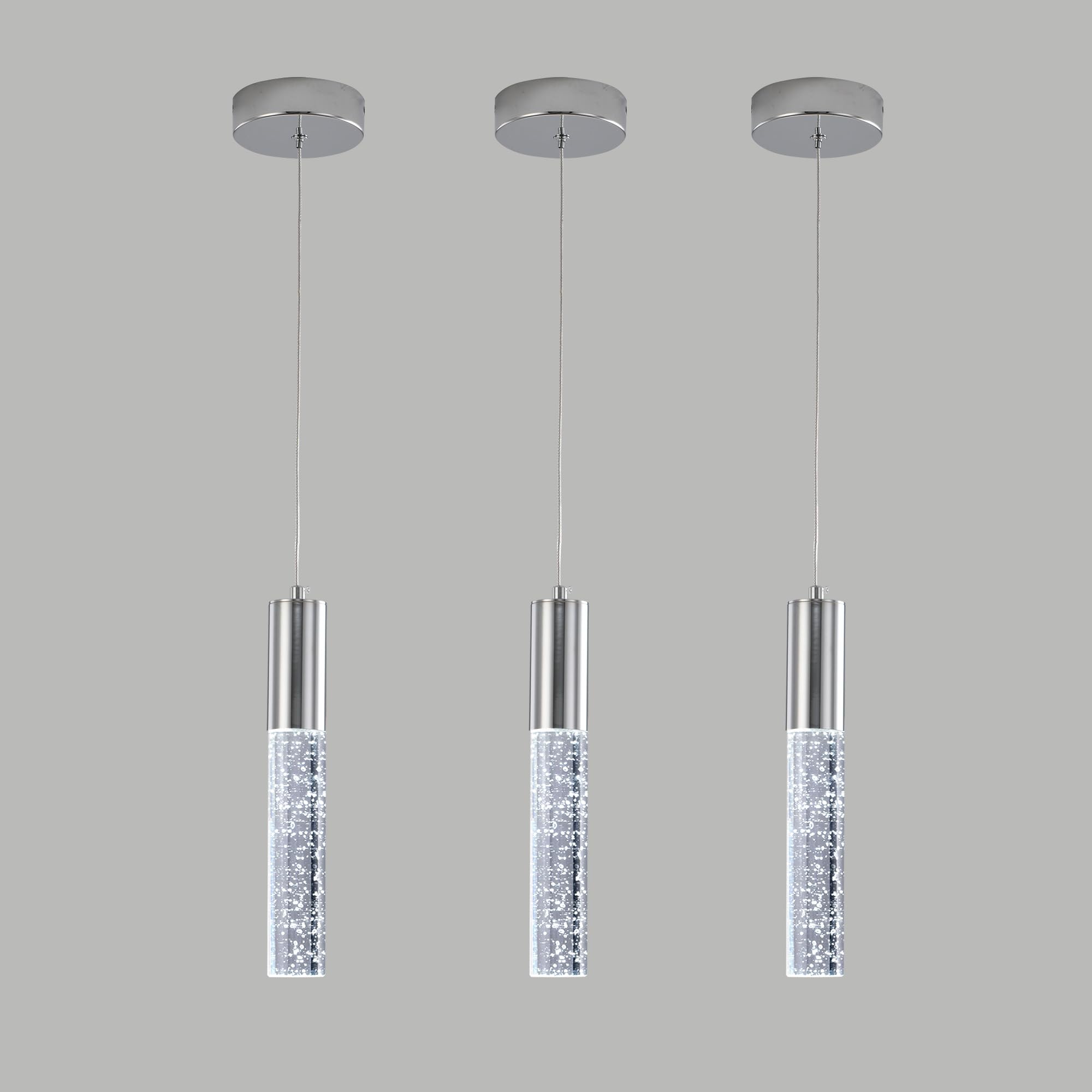 Photo 1 of ****FINAL SALE NOT RETURNS****
Upfelw 3-Pack Modern Crystal Pendant Light for Kitchen Island, Elegant Chrome LED Bubble Hanging Chandelier Lighting Fixture for Dining Room Bedside