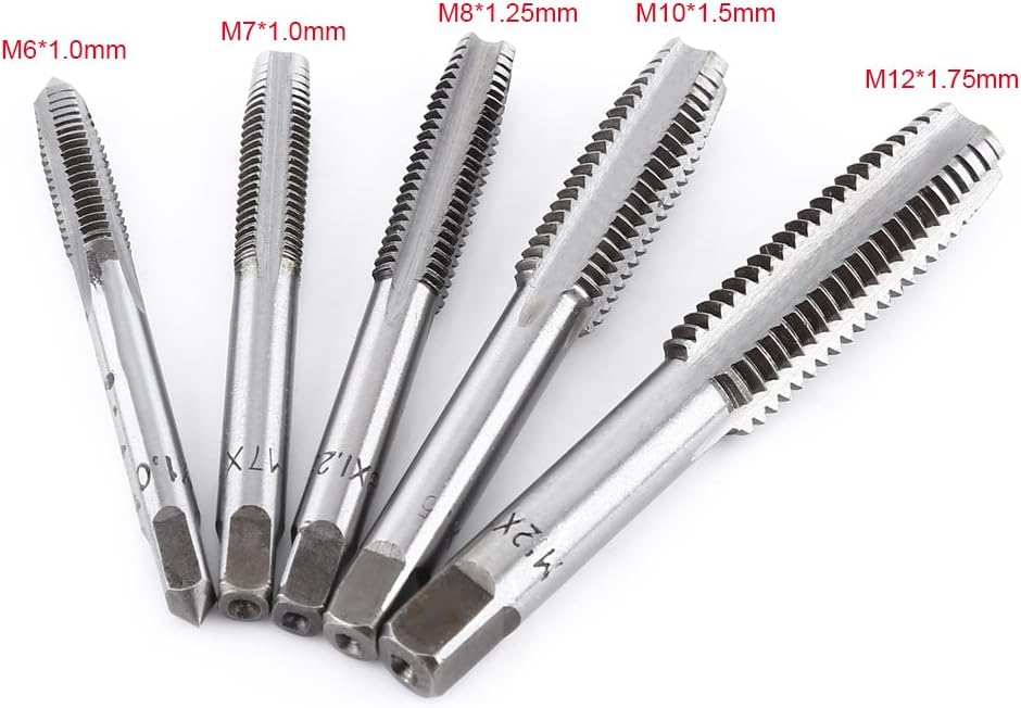 T-Handle Wrench Threading Tap Set 5pcs Metric Thread Tap with T Tap Wrench, M6 M7 M8 M10 M12 Wrench Metric Hand Thread Tap - Image 4