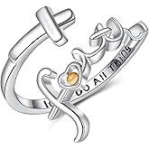 VONALA Faith Rings for Women 925 Sterling Silver Mustard Seed Cross Ring Faith Over Fear Hope Purity Ring Christian Jewelry