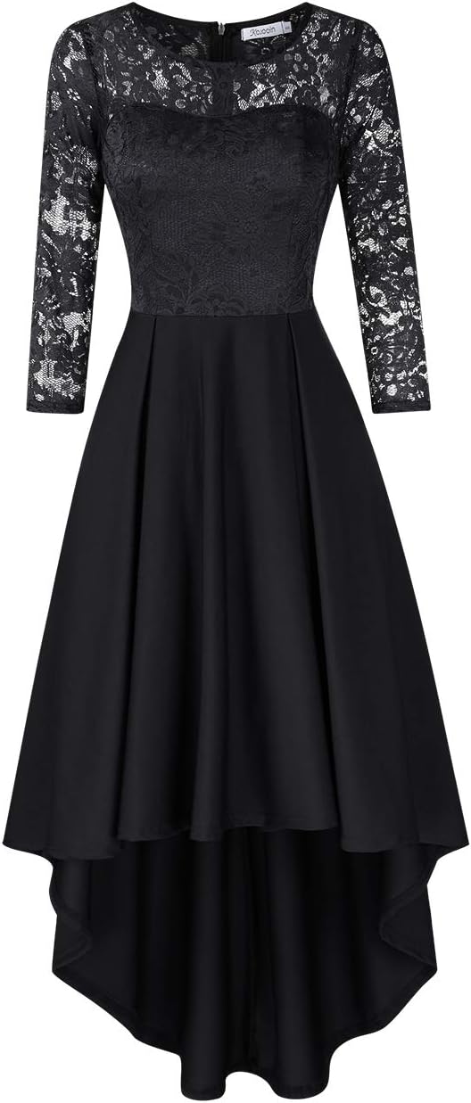 KOJOOIN Women's Dress Vintage Floral Bridesmaid Dress Lace Dress Wedding Evening Party Cocktail Midi Prom High Waist Dresses