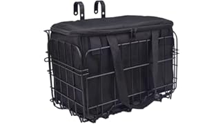 Bike Basket Metal Bike Trunk Foldable Bike Shopping Basket for Handlebars and Rear seat Frame Hanging Basket Equipped with St