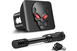 OGYE Metal Skull 3D Emblem Hitch Cover Fits 2" Receivers(with 5/8" Pin Dia Anti-Theft Trailer Hitch Lock)