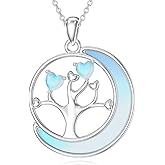 PYTALI Sterling Silver Tree of Life Necklace Moonstone Women Pendant Vintage Moonstone Gemstone Necklace for Women Pendant Jewelry Valentine's Day Christmas Birthday Gift for Her