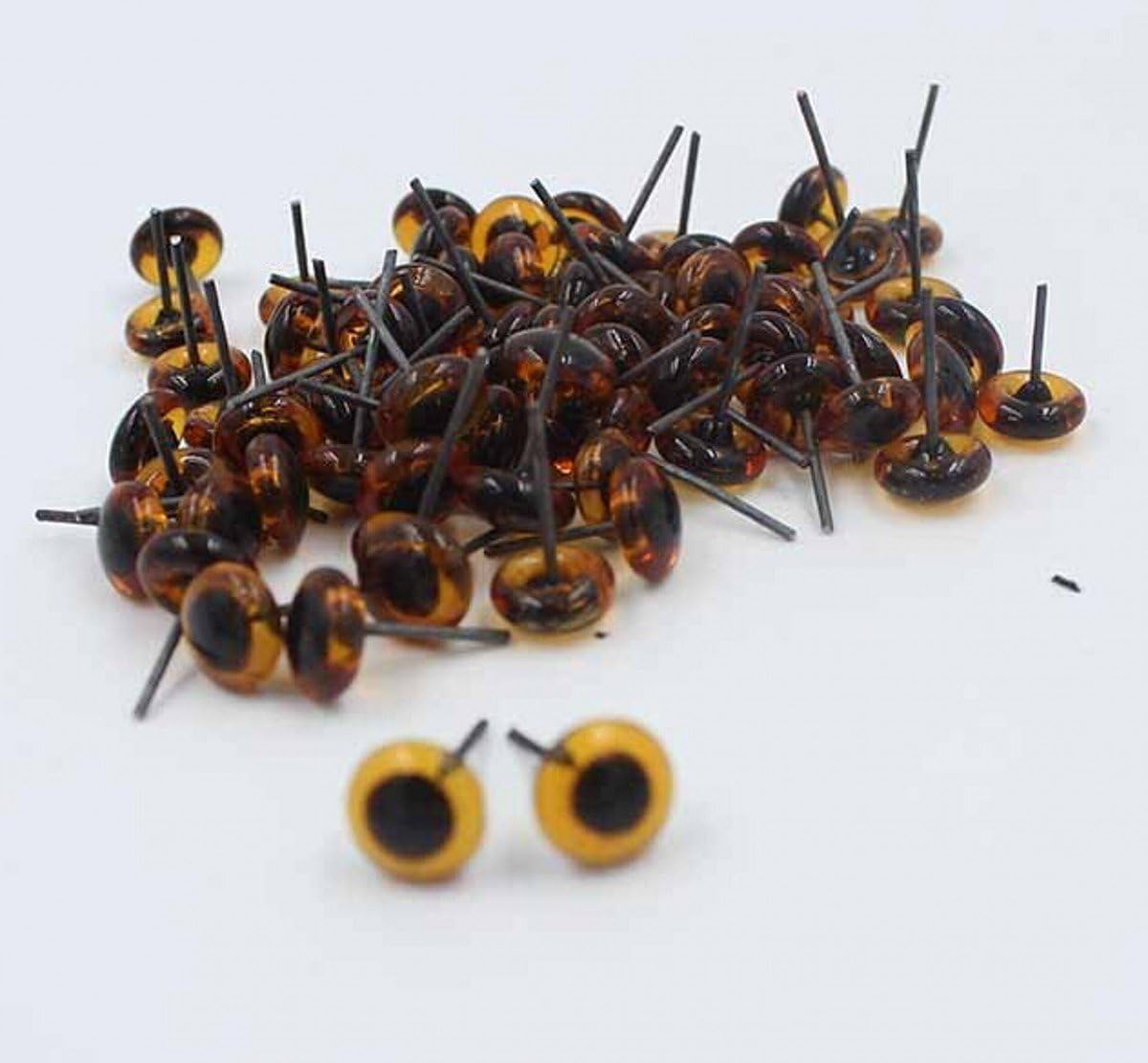 CHENGYIDA 400pcs(200pairs) 5mm Mini Brown Glass Eyes on Wire Amber Toy Teddy Eyes Puppets Dolls Needle Felting Crafts