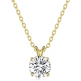 SecreTalk 1-5CT Moissanite Pendant Necklace for Women, 4-Prong 925 Sterling Silver D Color Necklace with Certificate of Authenticity