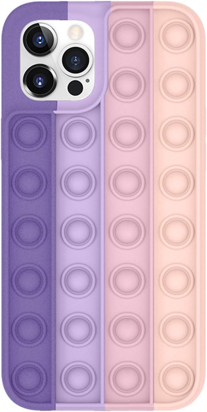 JBEELATE 2 in 1 Fidget Toy Silicone iPhone Case Cell Phone Basic Cases Push Pop Bubble Fidget Toys Designed for iPhone 11/12/12pro/Max (C, iPhone 12)