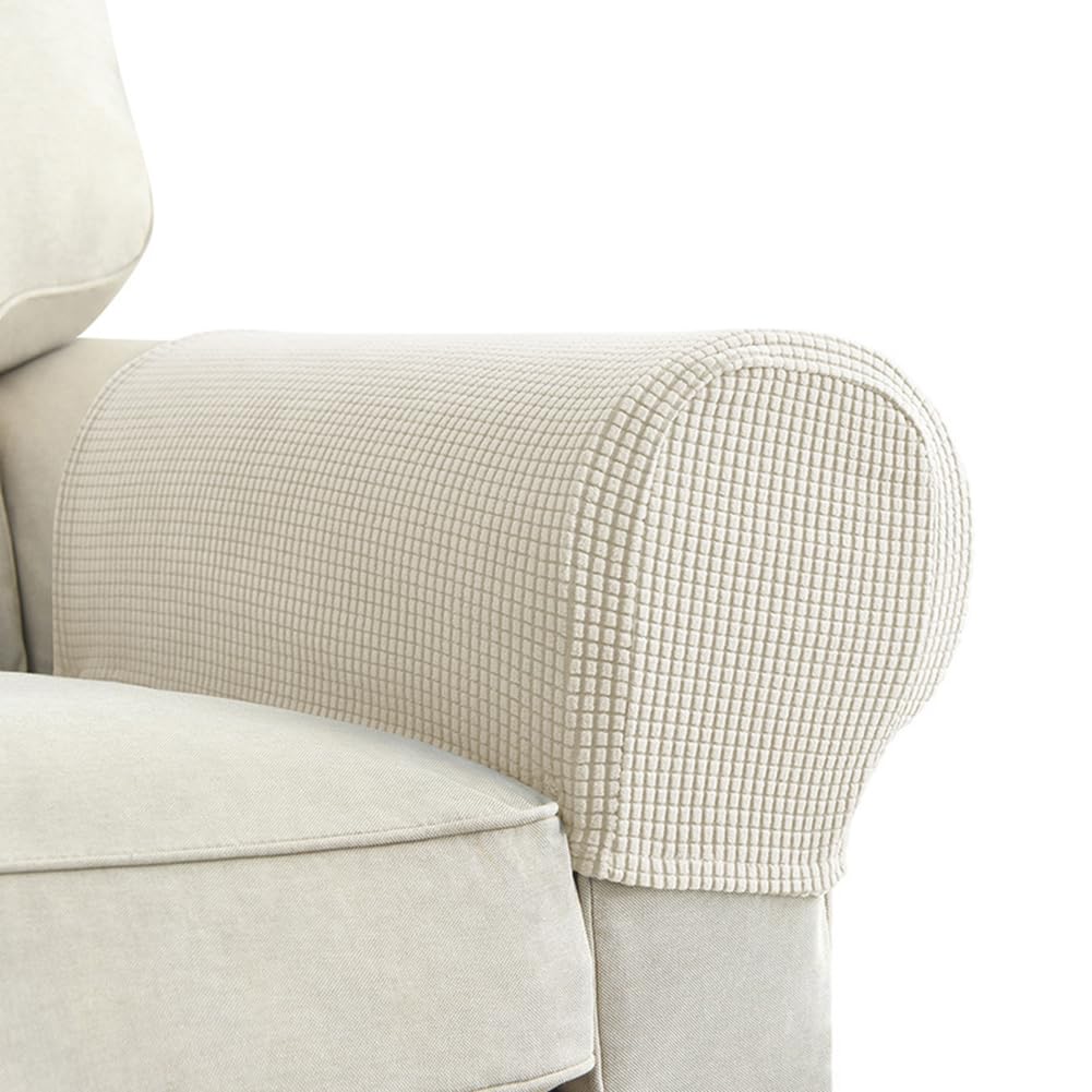 Photo 1 of Premium Polyester Sofa Arm Cover, Scratch Resistant Protector Covers,Elastic Armrest Covers for Square/Curved/Sloping Couch Armrests, 2Pcs- Warm White