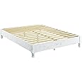 MUSEHOMEINC Wood Platform Bed Frame Rustic Style,Mattress Foundation(no boxspring Needed), White Washed Finish, King