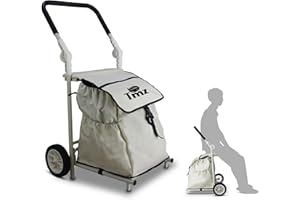 TMZ 2-Wheel Foldable Shopping Cart with Seat Function and Removable Bag - Lightweight Portable Grocery Trolley, 110 lbs Capacity Utility Cart for Market, Travel, Apartment (Beige)