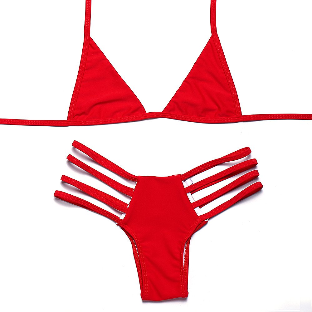 Cuplum Women\'s Cut Out Two Piece Swimsuit Red Bikini Set