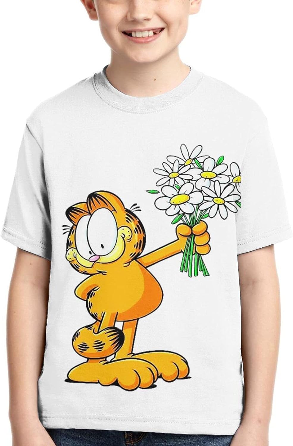 Garfield Short Sleeves Children TShirt for Boy Girl 3D Print Tee Black