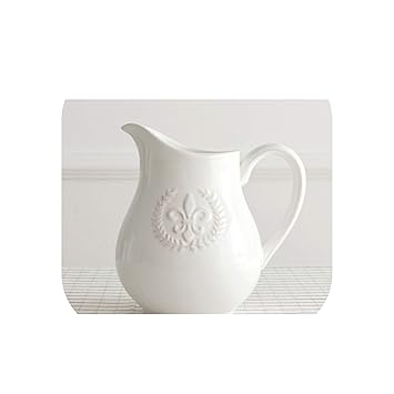 Amazon Com Ceramic Vase Handle Embossed Milk Pot Flower Vases