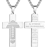 GLITTO Valentines Day Gifts for Him - Football Cross Necklace for Kids Men Teen Boys Boyfriend Husband, Inspirational Bible Verse Religious Christian Gift