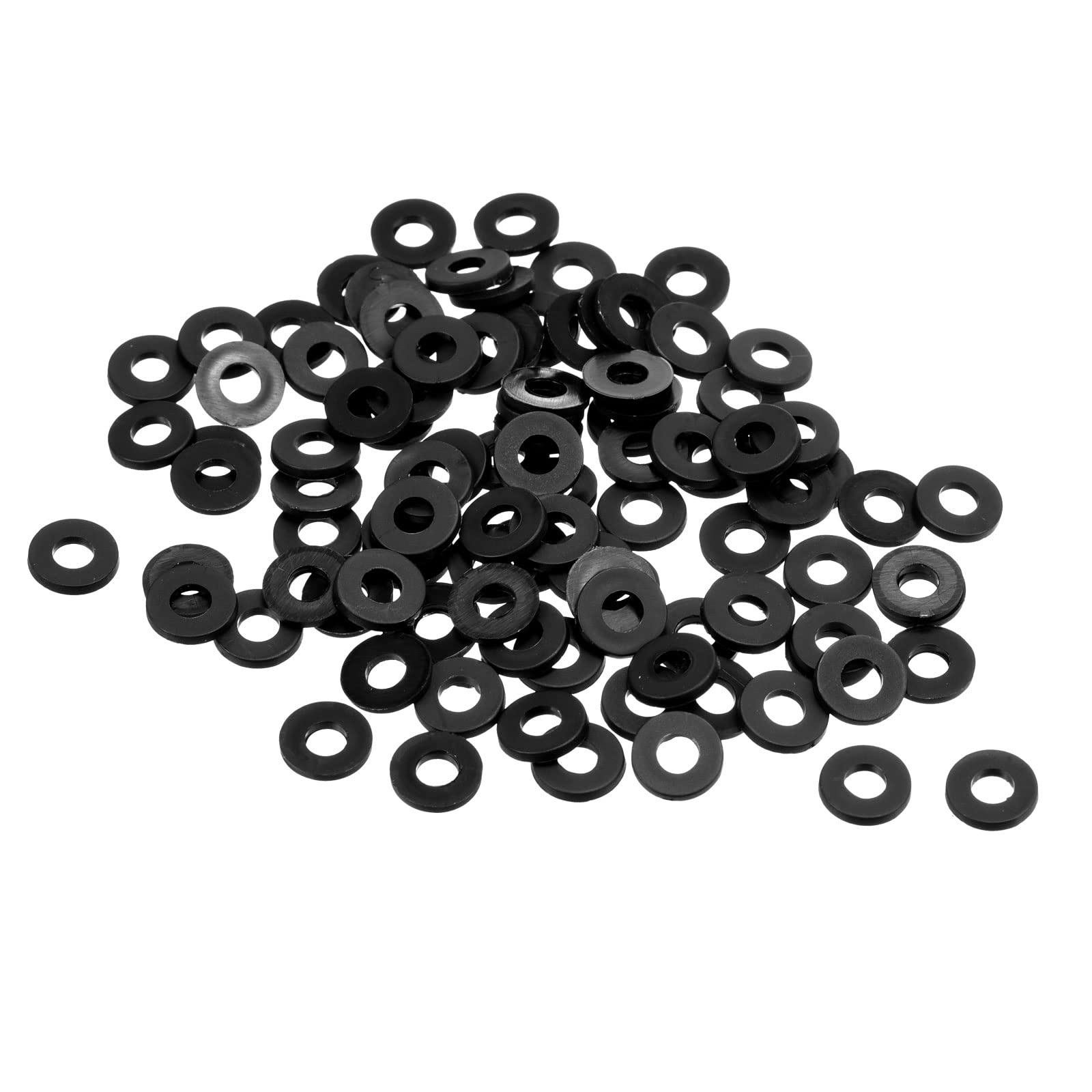 PATIKIL M3 Nylon Flat Washer, 100 Pack 3mm ID 7mm OD 1mm Thick Sealing Spacer Gasket Ring for Faucet Pipe Water Hose Fastener Bolt, Black