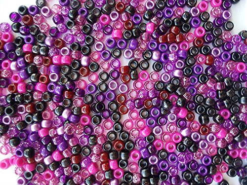 Blackberry Multicolor Mix Plastic Pony Beads, 6x9mm, 500 beads