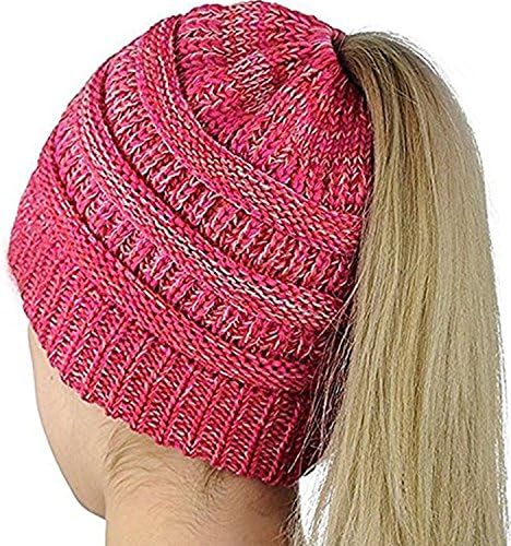 ALIPAPA BeanieTail Womens Ponytail Messy Bun Beanie Solid Ribbed Hat Cap