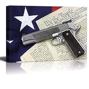 Handgun Lying Over a Copy of The United...