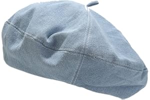 ILUFAM Denim Beret Hat for Women French Style Artist Hat Casual Beanie Cap