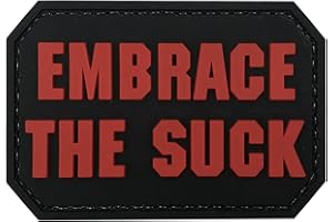 uuKen Embrace The Suck Funny PVC Rubber Tactical Hook Patch for Tactical Backpacks (Red)