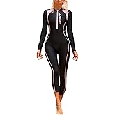 FEOYA Women's One Piece Swimsuit Long Sleeve Full Body Swimwar Rash Guard with Sun Protection