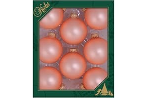 Glass Christmas Tree Ornaments - 67mm / 2.63" [8 Pieces] Designer Balls from Christmas By Krebs Seamless Hanging Holiday Decor (Velvet Coral Pink)