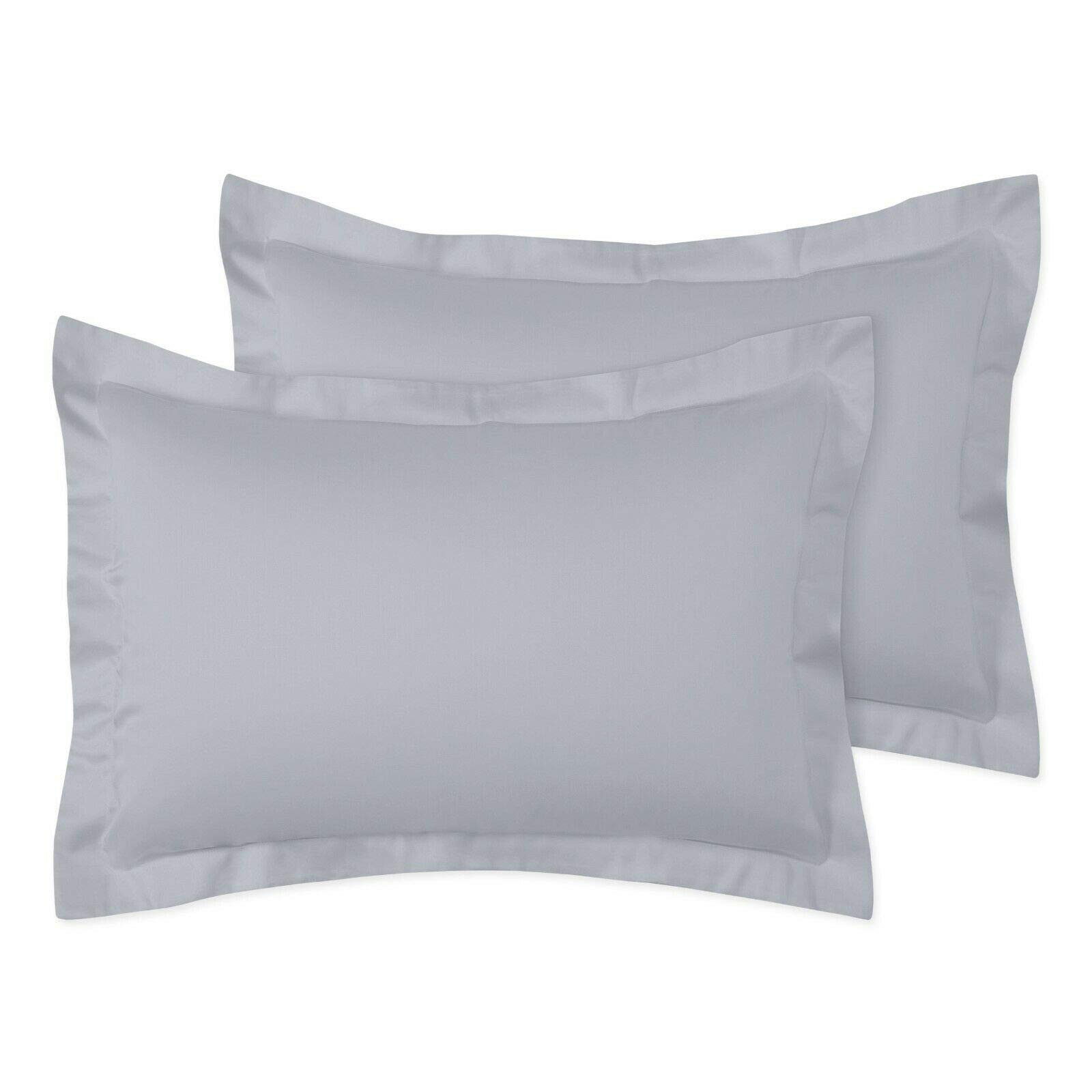 Brit Cotton 2 Pack Oxford Pillowcases with Envelope Closure, Breathable Plain Polycotton Super Soft and Cozy Non Iron Pillow Covers, 50cmX75cm, Grey