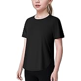 JOCMIC Girls Athletic Shirts Short Sleeve Quick Dry T-Shirt UPF 50+ Basic Tee Tops for Kids Teens Sports Activewear