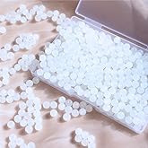 Jabrand 360pcs Glass Beads Bulk, 8mm Glass Beads for Barcelet and Jewelry Making DIY Crafts (White)