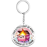 QuLuvaeri Funny Dumpster Fire Keychain Funny Meme keychains, This Little Light of Mine Im Gonna Let It Shine Keychain for Keys, Bags, and Backpacks Teens Adults Party Favor Office Use