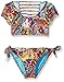 Hobie Girls' Peace Love Paisley Set Swim Crop Top and Faux Tie Side Bottom