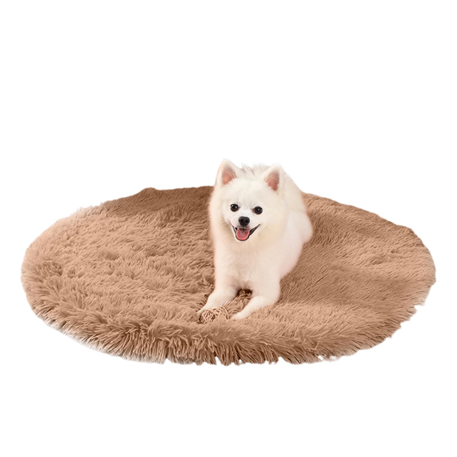 PETCUTE Round Dog Bed Mat,Washable Warm Dog Bed Blanket, Ultra Soft Long Plush Pet Cushion, Deluxe Plush Dog Mat with Anti-Slip Bottom,for Household Small and Medium Large Pets, Dog,Cat