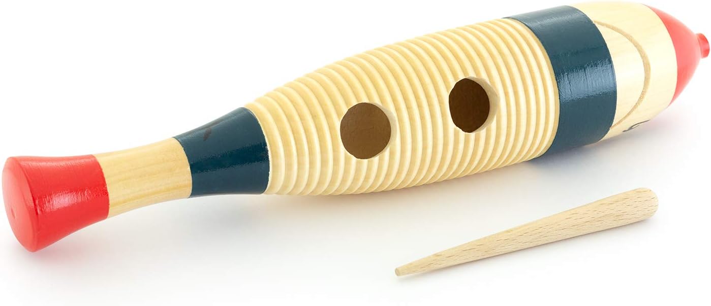 Tiger GUI7NT Wooden Fish Guiro with Wooden Scraper/Beater School