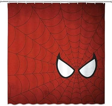 Amazon スパイダーマンスーパーヒーローレッド浴室の窓の装飾のための生地のホックが付いているポリエステル防水シャワー カーテン60x72in Lvmd ホーム キッチン 通販
