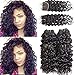 Peiyulex Brazilian Water Wave Bundles With Closure,Wet and Wavy Human Hair 4 Bundles with Lace closure Ocean Wave Human Hair Weave Extensions Remy Hair 50g/bundle (4x10inch+10 Middle part)