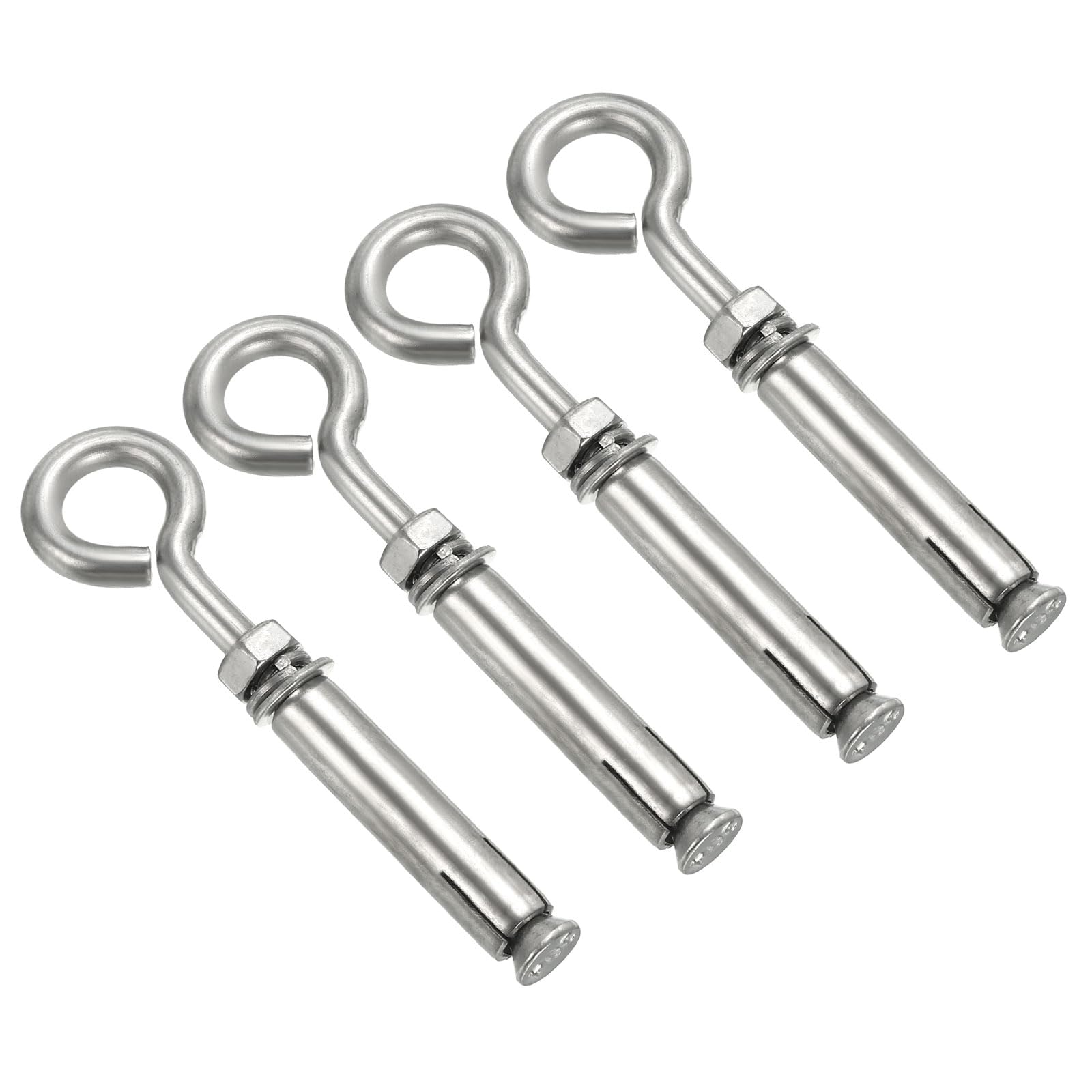 PATIKIL Expansion Hook M6 4 Pack 304 Stainless Steel Concrete Wall Hook Screw for Concrete Brick Stone Ceiling Hanging Silver