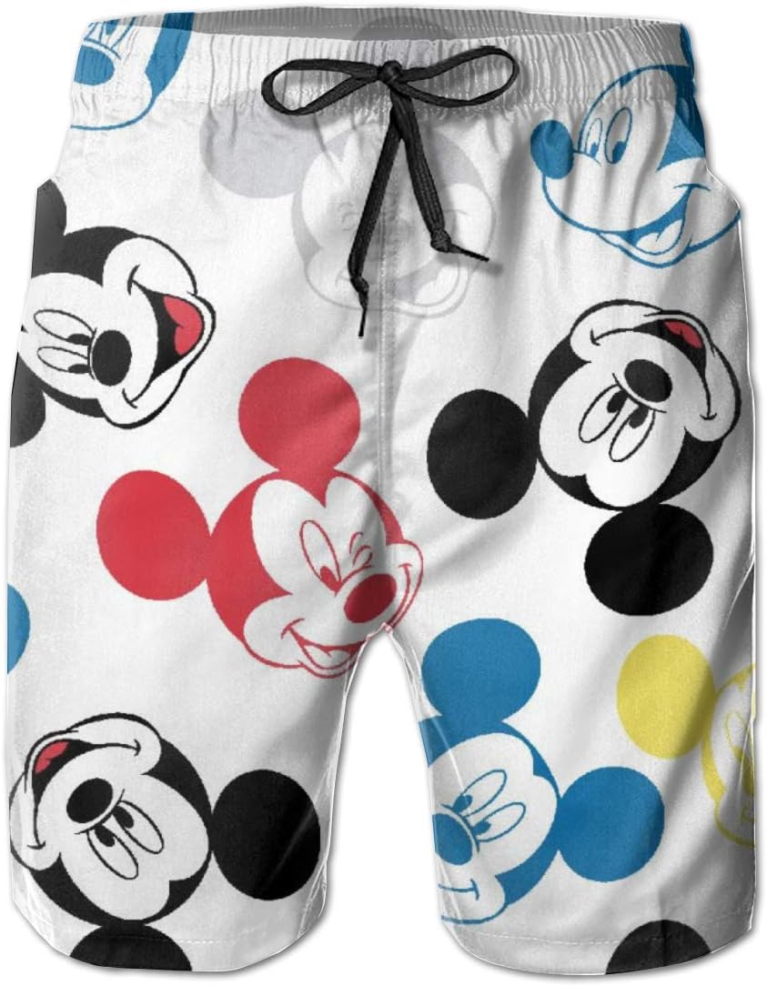 Mic-Key Mouse Mens Swim Trunks Quick Dry Board Shorts Elastic Waist Swimwear Bathing Suit