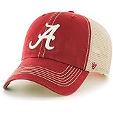 47 NCAA Trawler Primary Logo Team Color Mesh Trucker Clean Up Adjustable Hat, Adult One Size Fits All - Alabama Crimson Tide Red