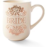 Fringe Studio Josephine Mug with Metallic Gold Foil Design, "DECO BRIDE", Approx. 3.25" dia x 4.25"h, 12 fl.oz., Wedding Collection (770020)