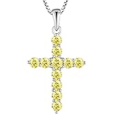 STARCHENIE Cross Necklace Sterling Silver Crucifix Pendant Gemstones Jewelry for Women
