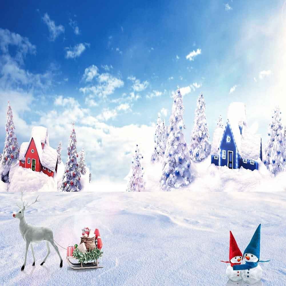 GladsBuy Snowy Christmas 10' x 10' Computer Printed Photography Backdrop Christmas Theme Background LMG-142