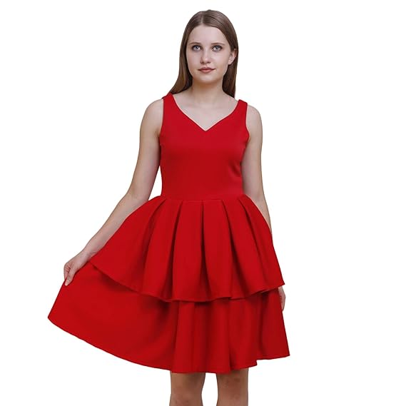 red fit and flare dress