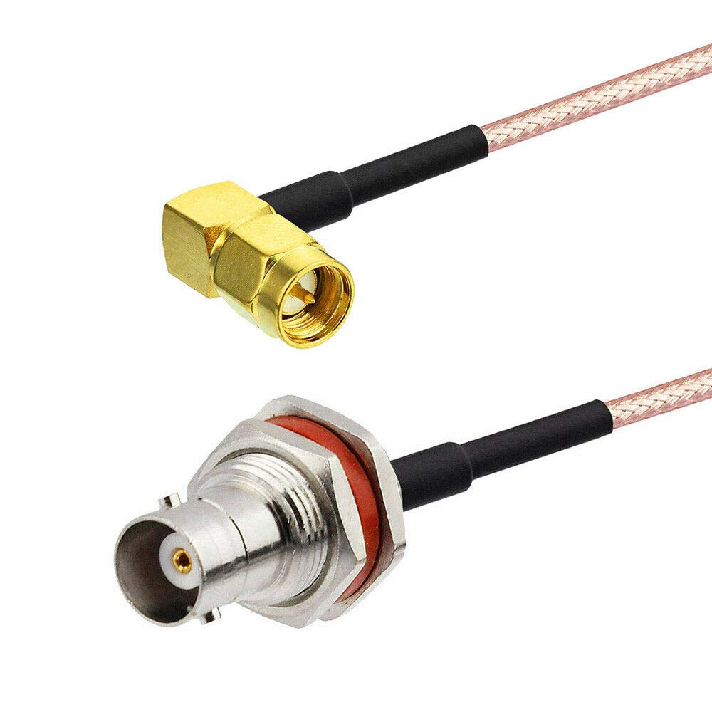 SZRMCC BNC Female Bulkhead nut to SMA Male Right Angle Adapter Pigtail Coaxial Extension Cable RG316