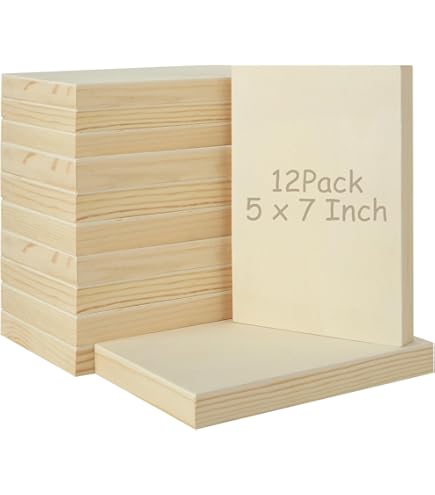 12 Pack Wood Panels - 8x8 Inch Unfinished Pine Boards For Art Projects