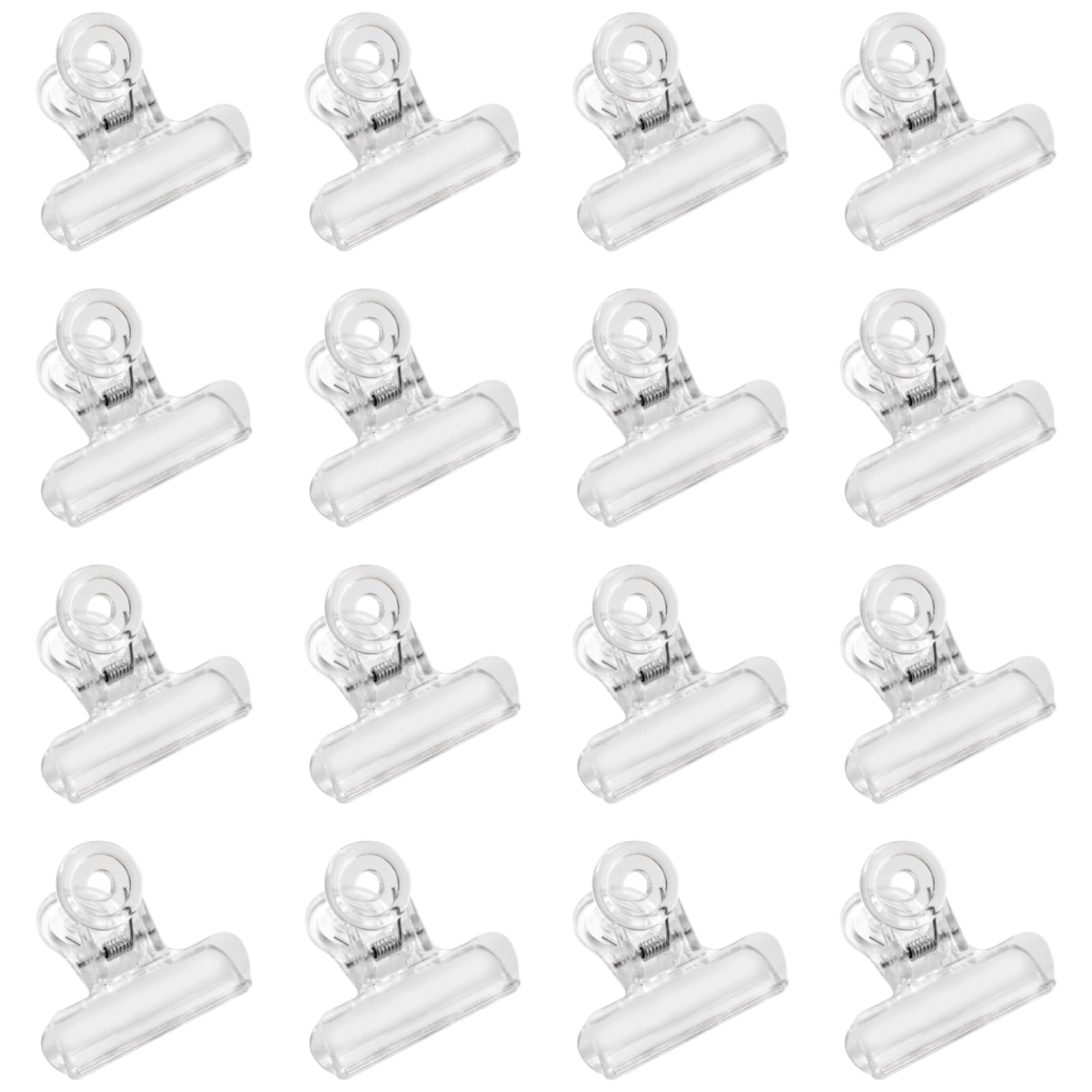 Yueton 24pcs Clear Plastic Bulldog Clips, Office Paper Clamps, 30mm, Clear