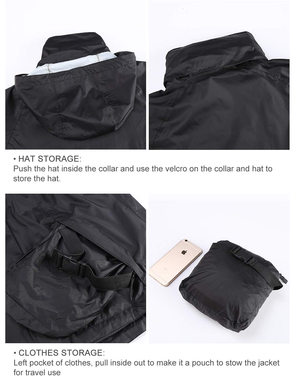 Diamond Candy Women Lightweight Hooded Rain Jacket Waterproof Coat, Packable